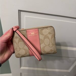Coach Beige and Pink Wristlet